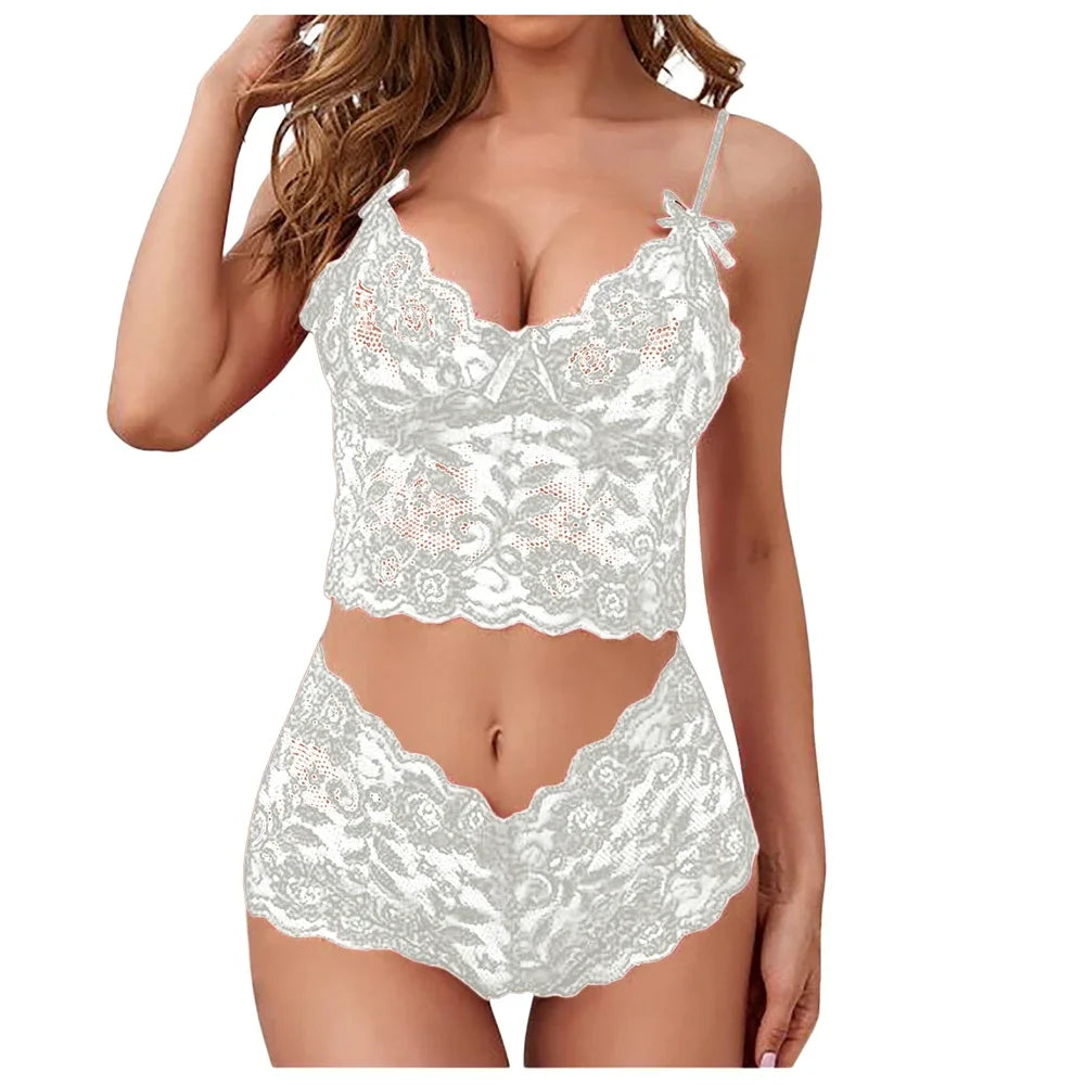 Sheer Lace Thong Lingerie Set