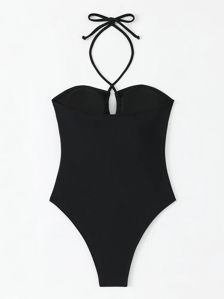 Solid Bandeau One-Piece Swimsuit