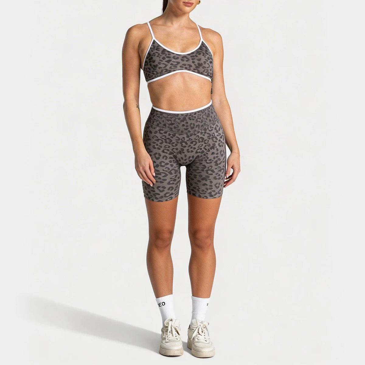 Leopard Print Biker Shorts Set