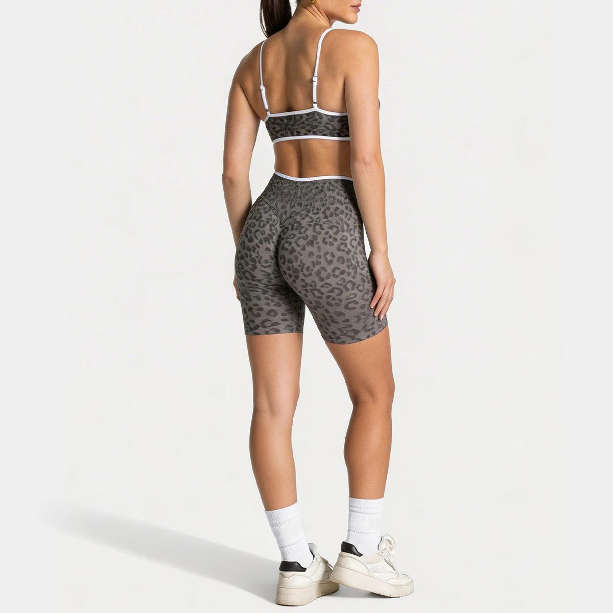 Leopard Print Biker Shorts Set