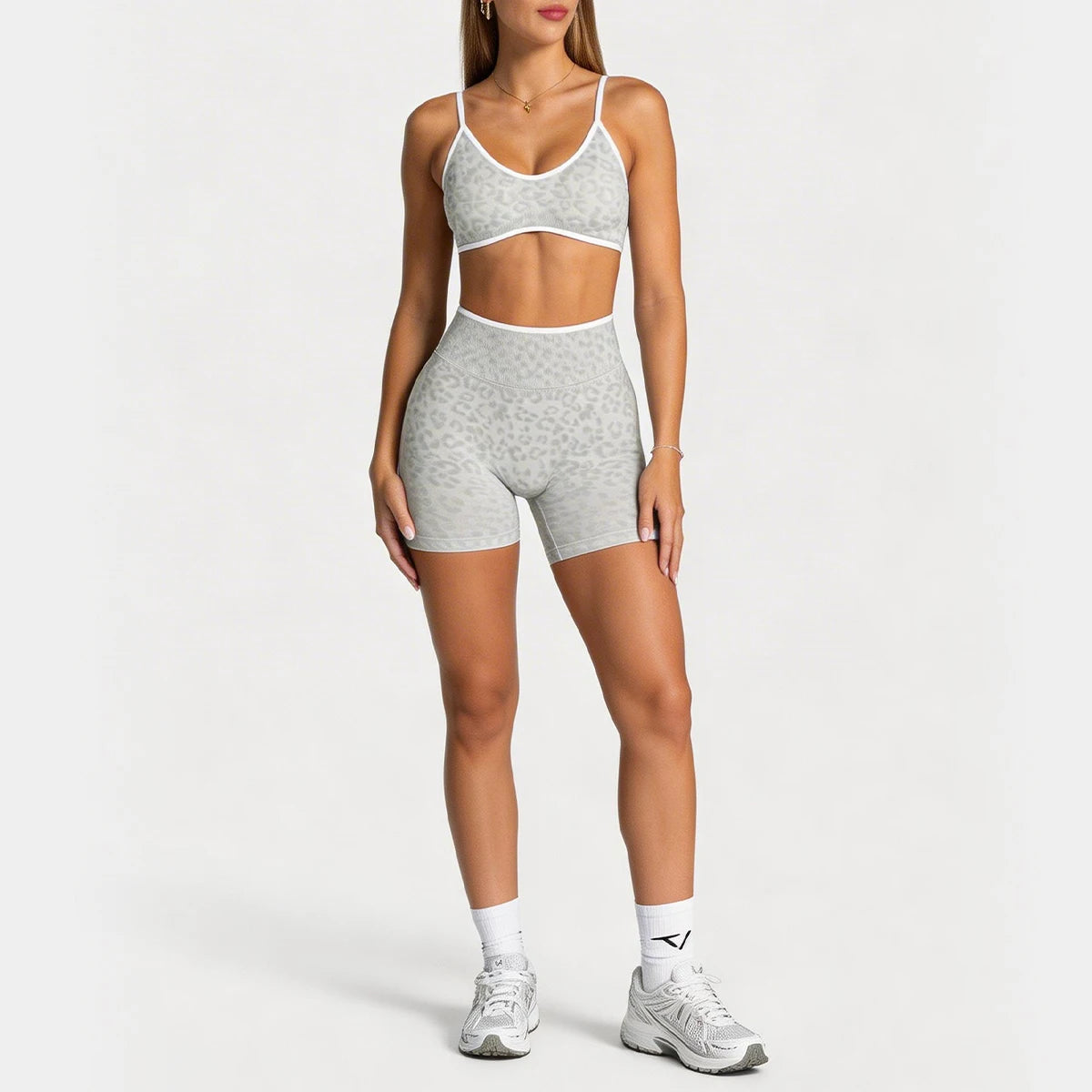 Leopard Print Biker Shorts Set