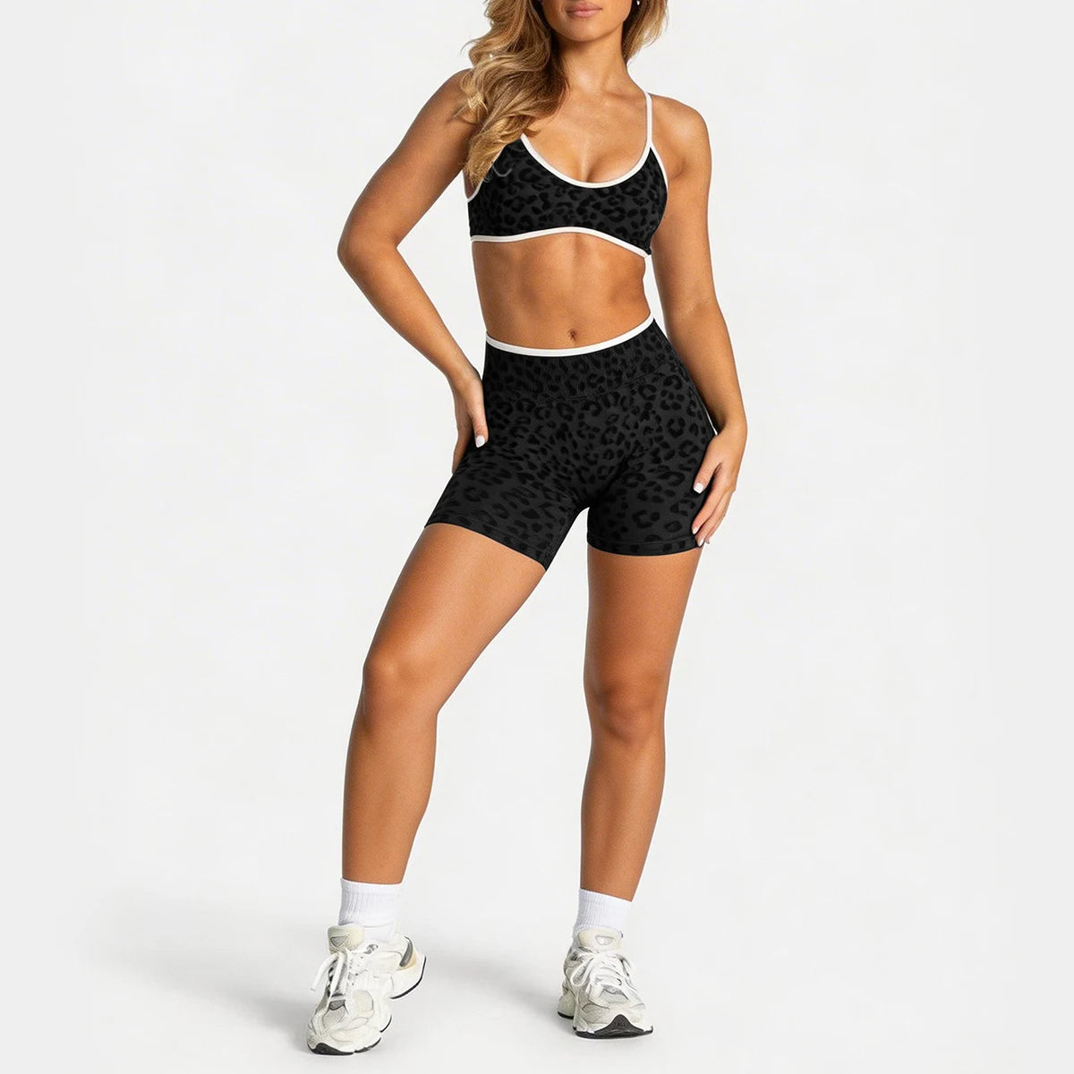 Leopard Print Biker Shorts Set