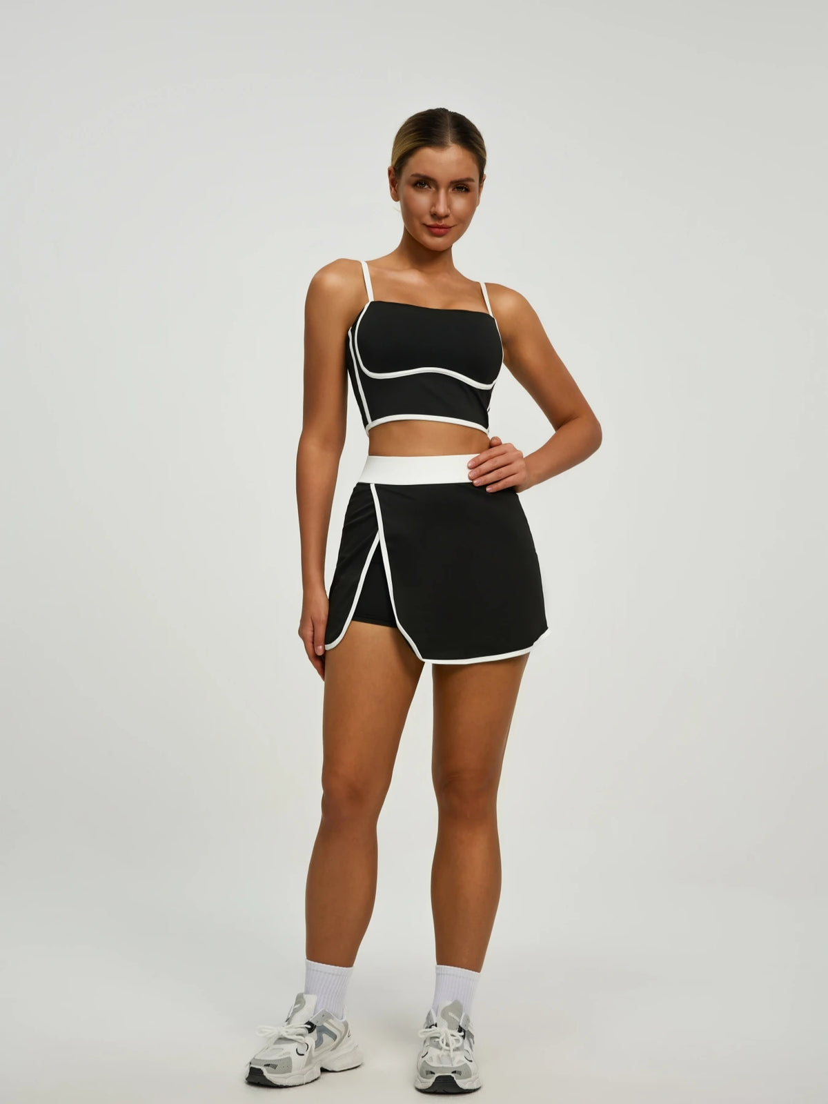 Padded Crop Top Skort Set