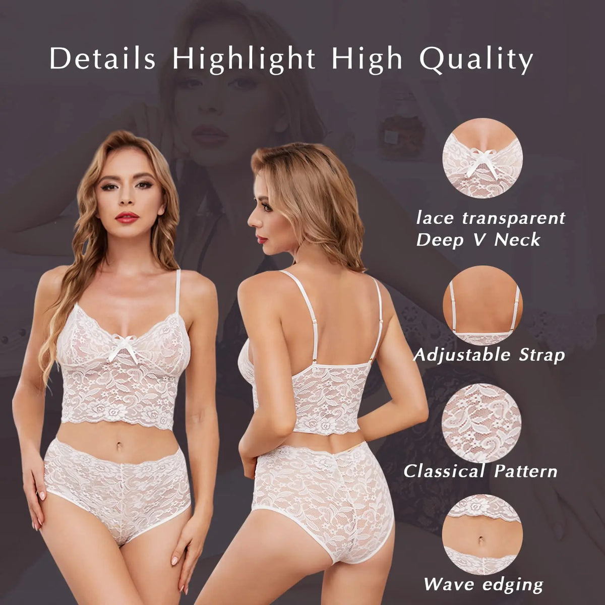 Lace Bralette Strappy Lingerie Set