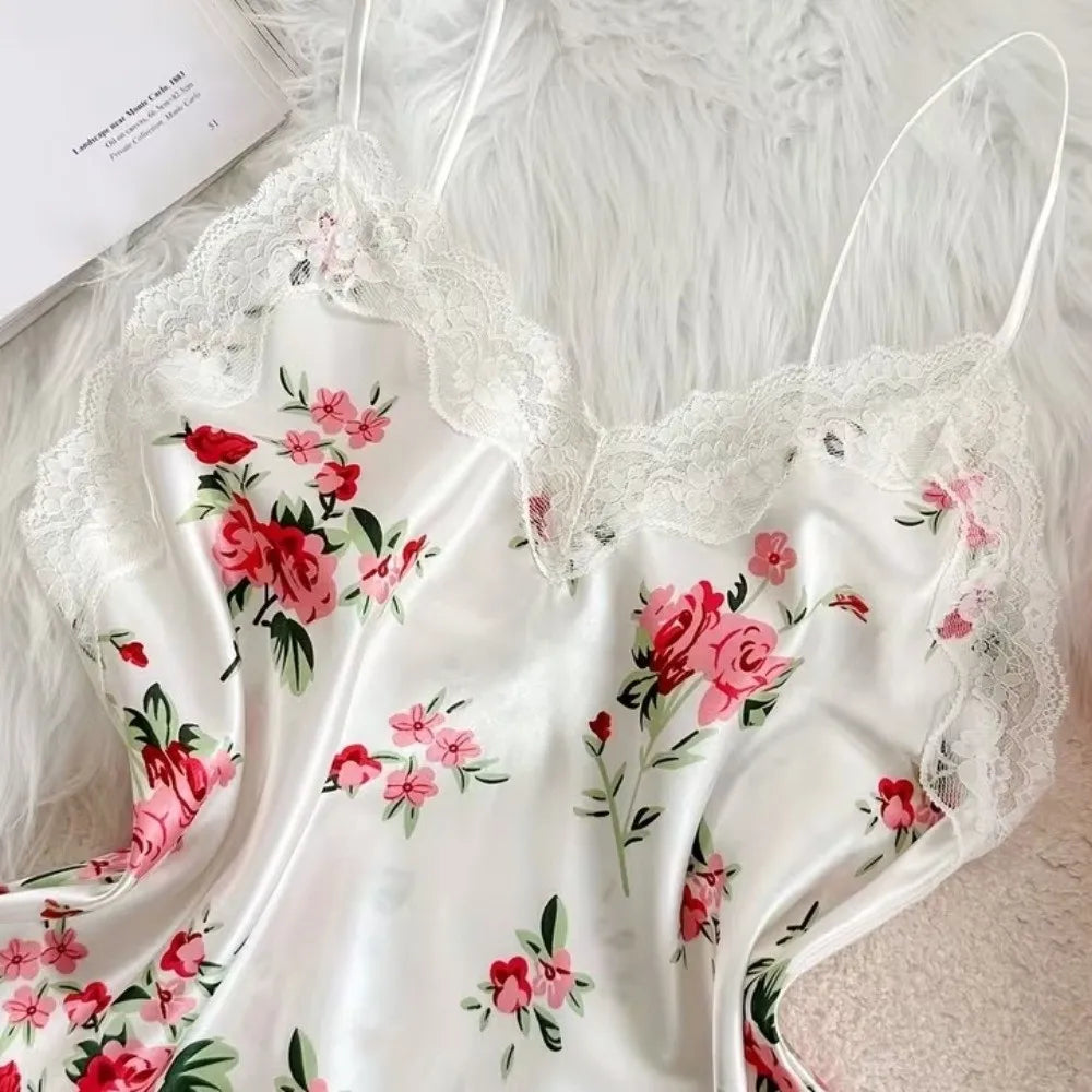 Floral Printed Satin Pajama Set