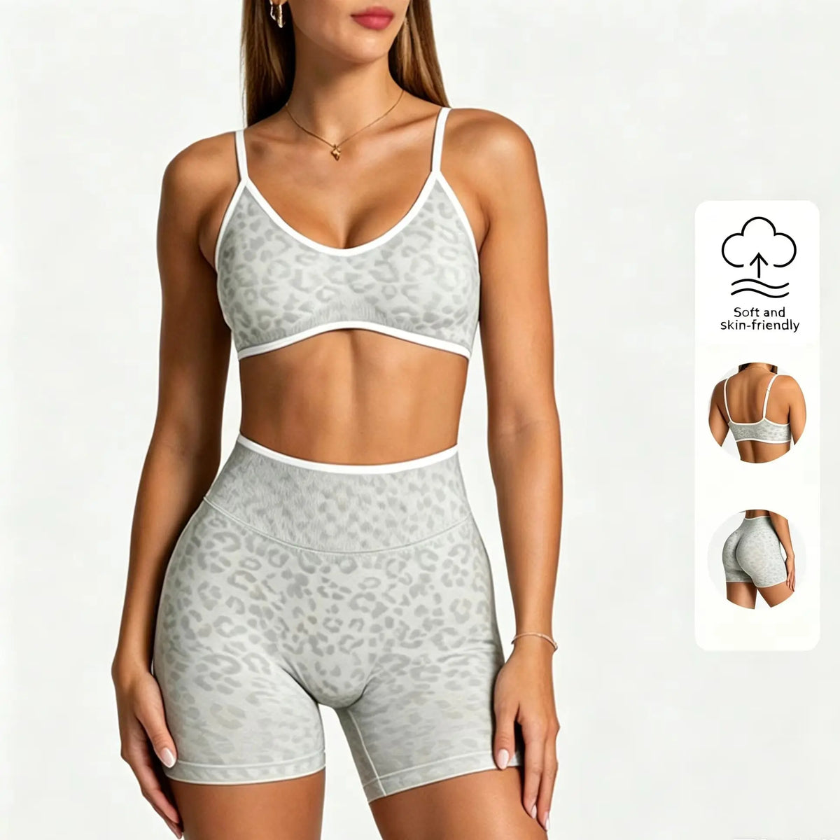 Leopard Print Biker Shorts Set